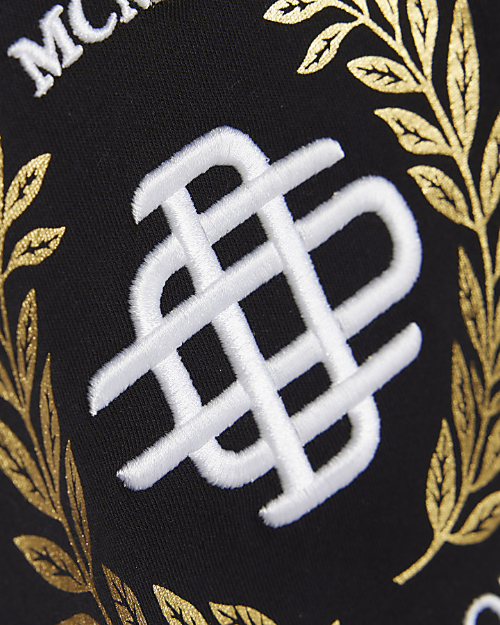 Mini Boys Black Embroidered T-shirt