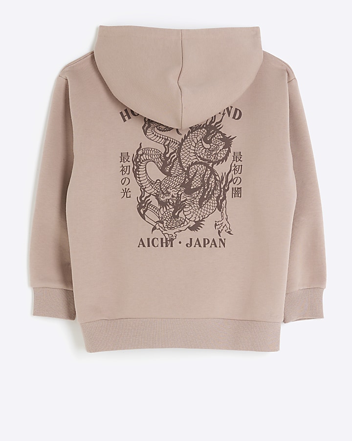 Boys pink dragon back graphic hoodie