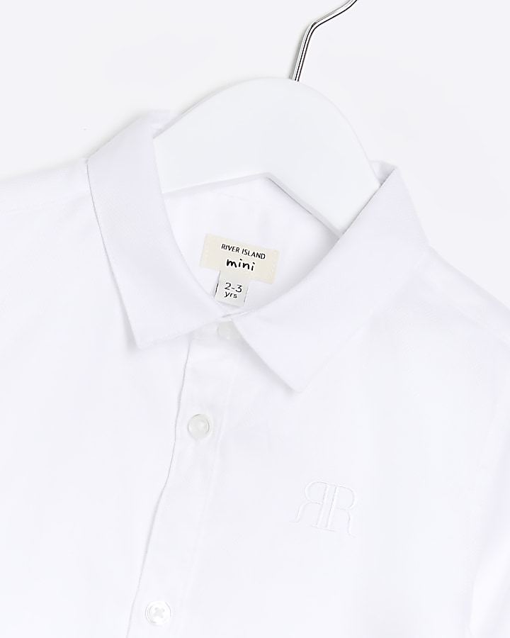 Mini boys white textured smart shirt | River Island