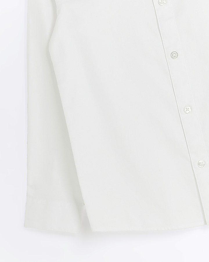 Boys white textured smart shirt