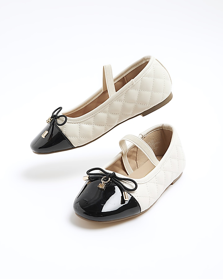 Girls cream quilted ballet pumps River Island