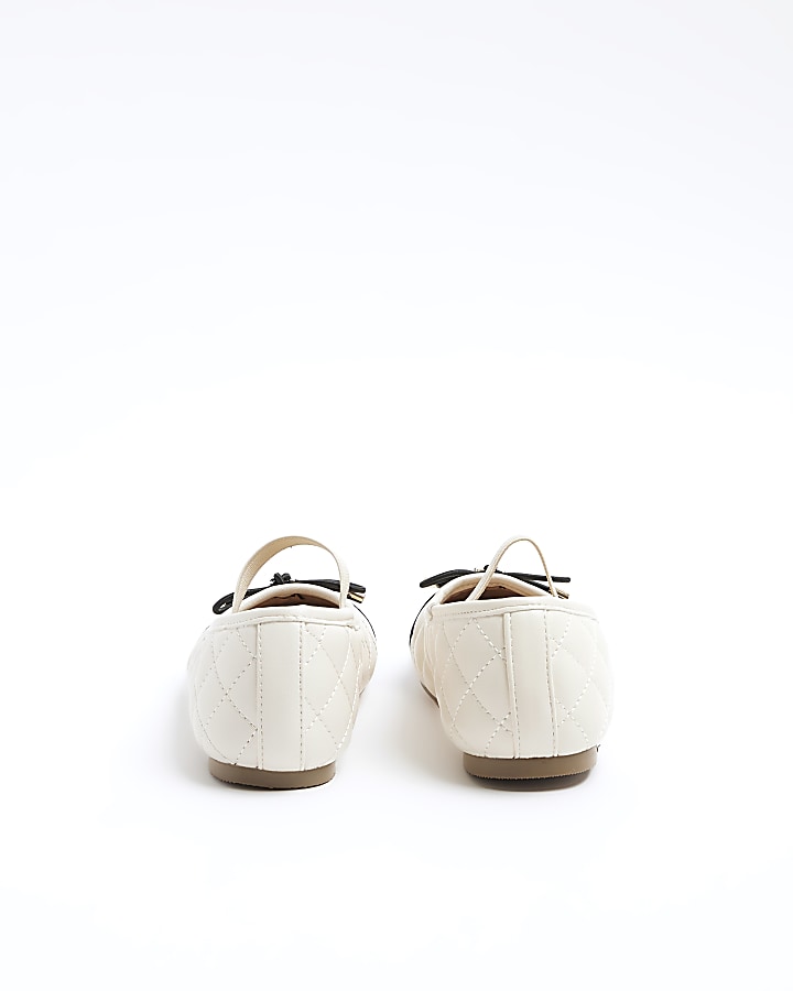 Girls cream quilted ballet pumps River Island