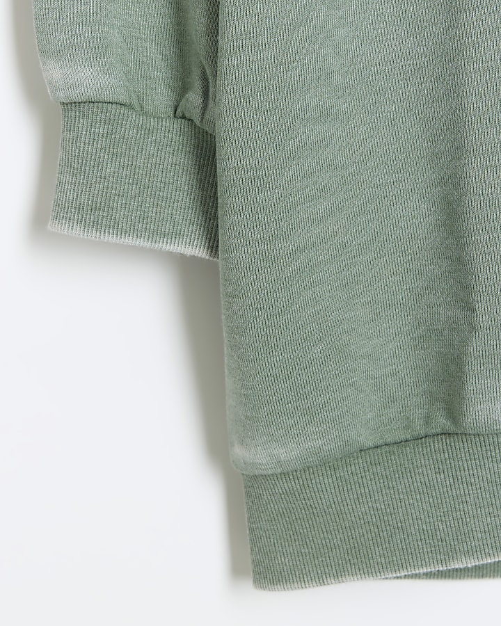 Girls green graphic washed hoodie | River Island