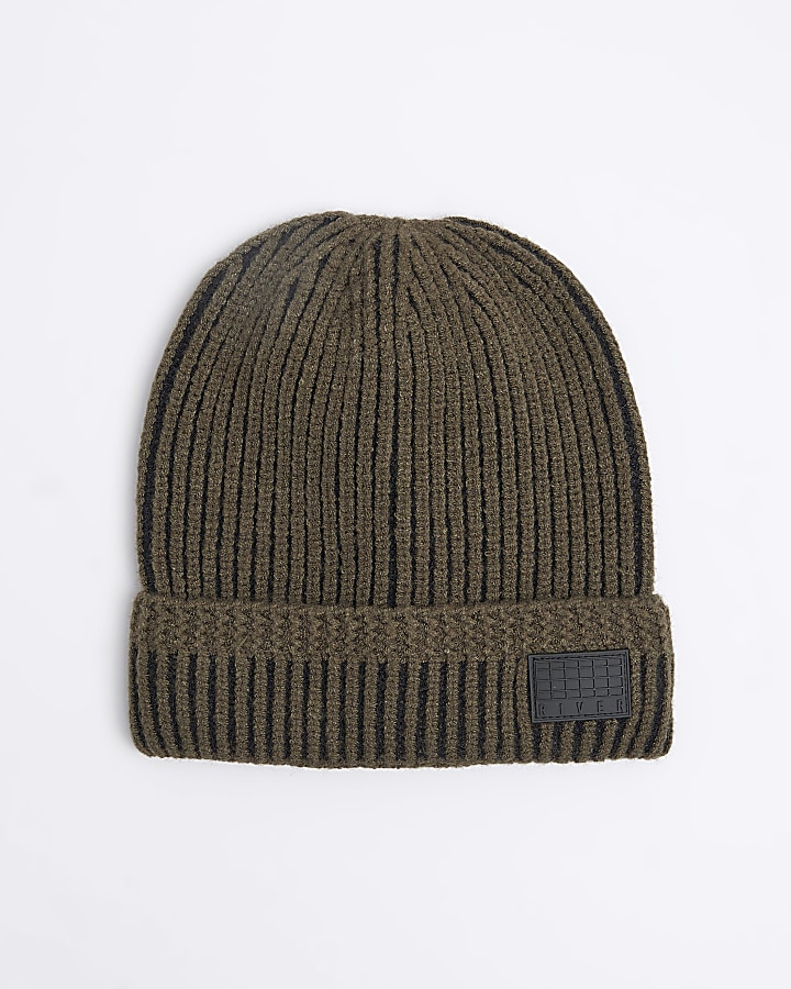 Boys khaki rib beanie hat