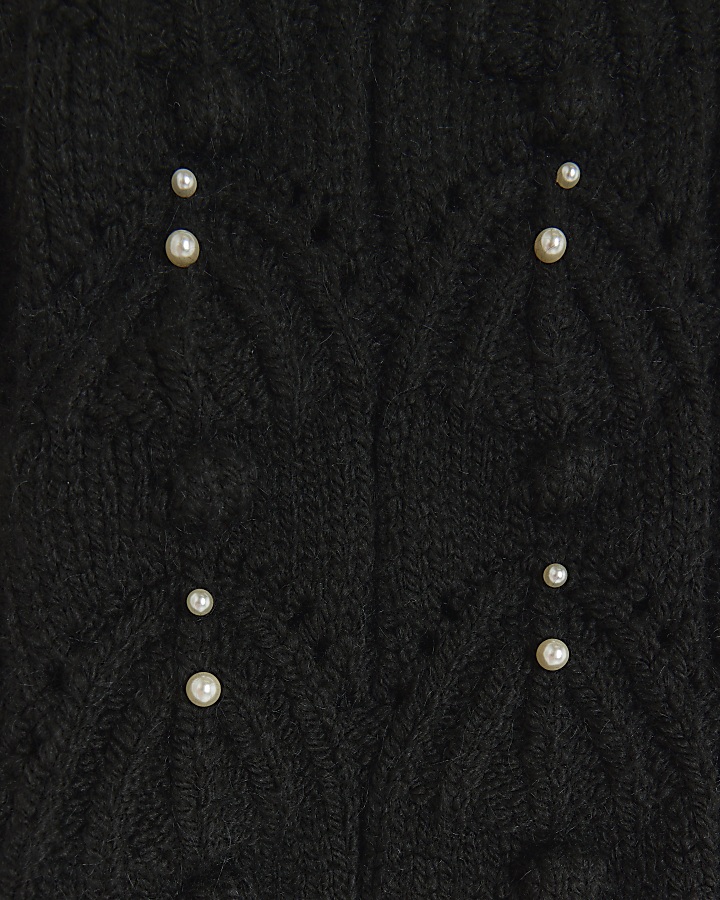 Girls black pearl embellishment jumper