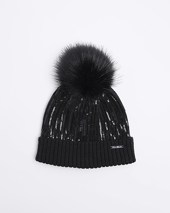 Black sequin bobble store hat