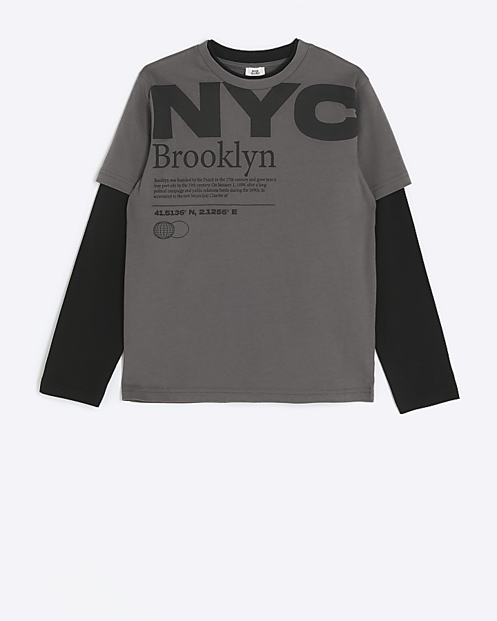 Boys grey New York long sleeve t-shirt