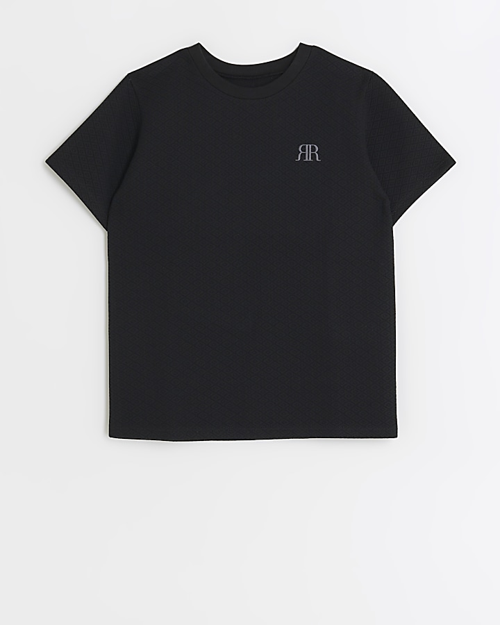 Boys black textured t-shirt