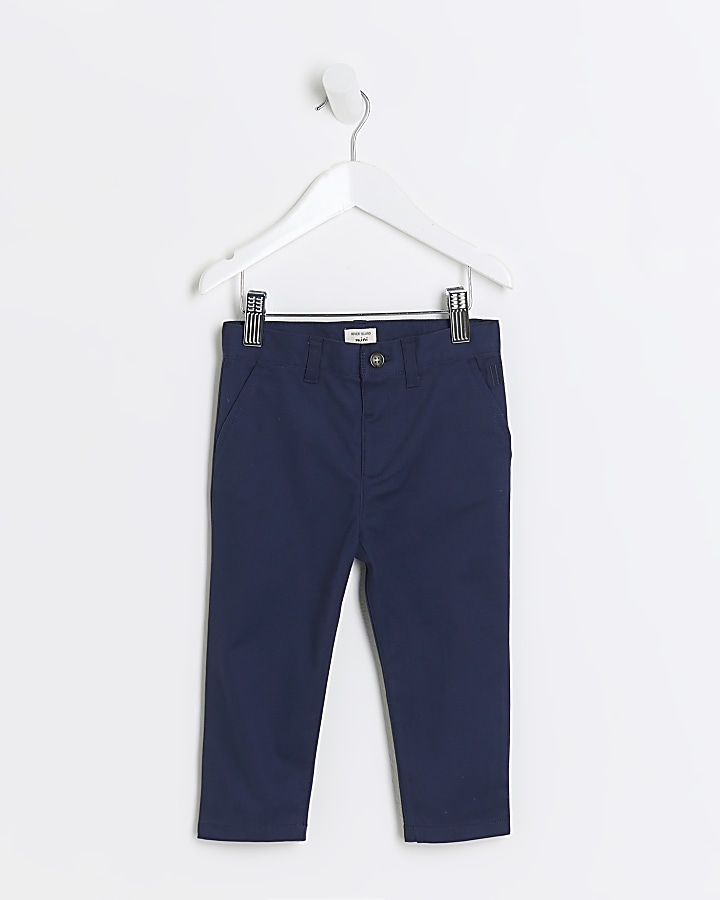 Mini boys navy smart chino trousers | River Island