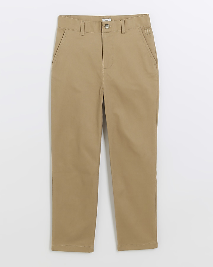 Boys brown stretch chino trousers