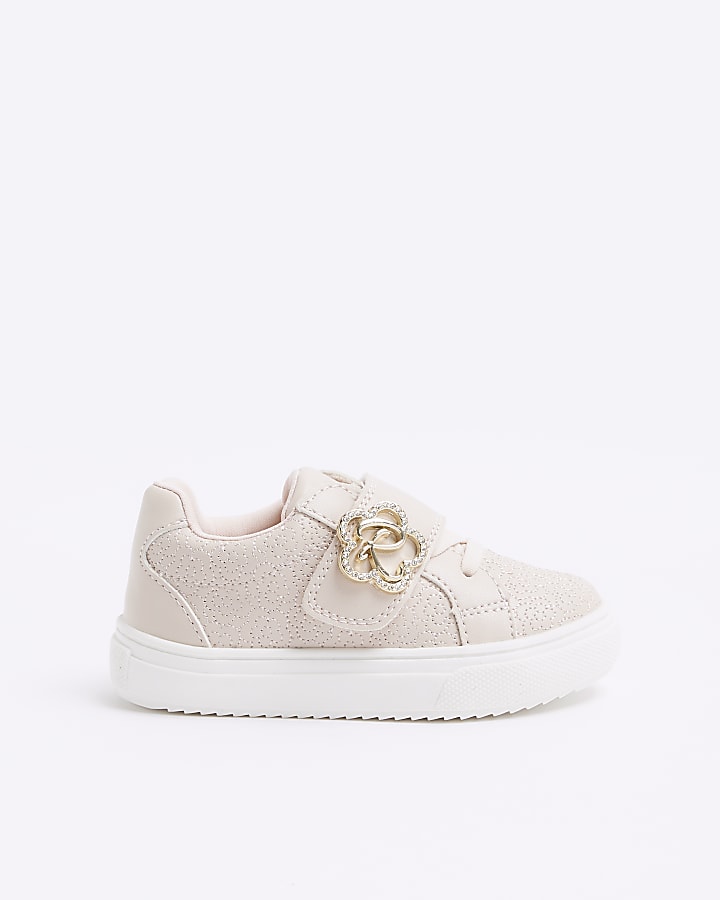 Mini Girls Pink Flower Trainers