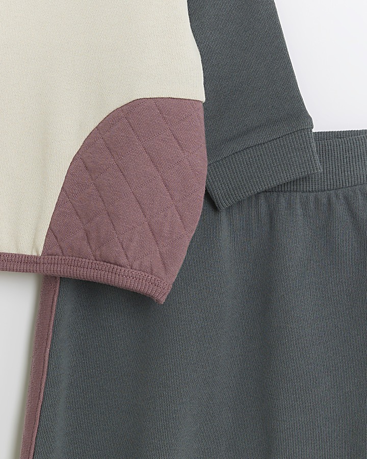 Baby boys cream colour block sweatshirt set River Island