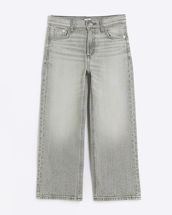 Girls grey straight leg jeans