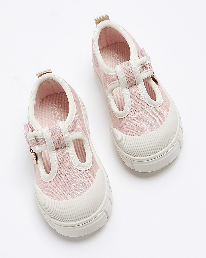 Mini girls pink canvas mary jane shoes