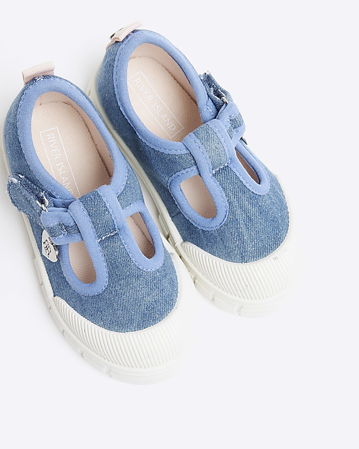 Mini girls blue denim mary jane shoes