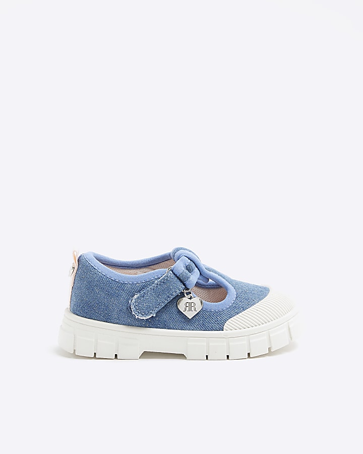 Mini girls blue denim mary jane shoes