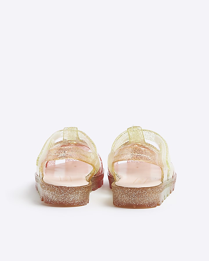 Mini Girls Pink Flower Jelly Sandals