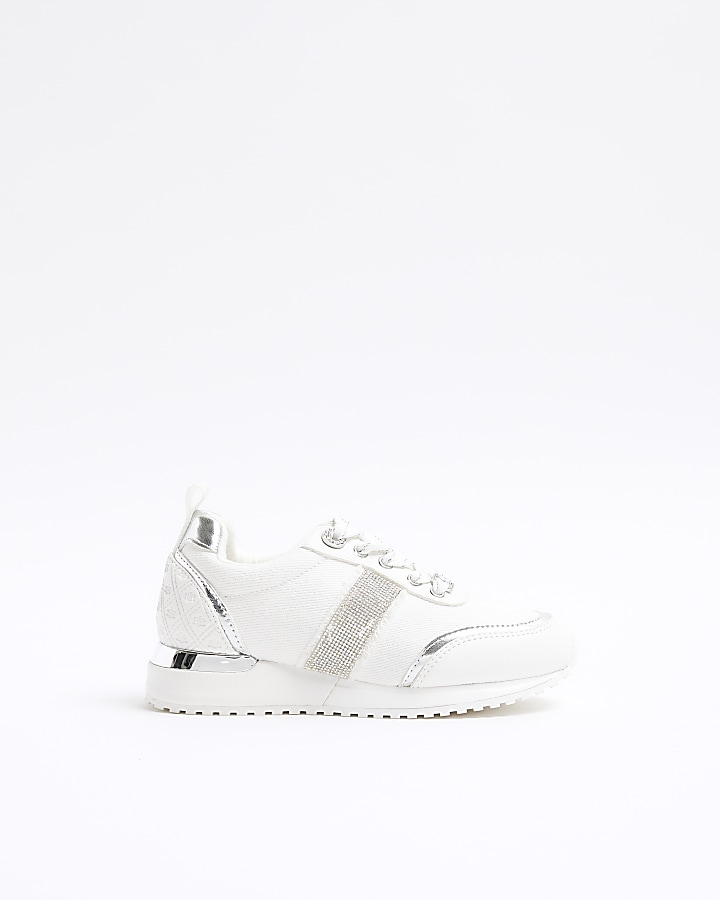 White hot sale diamante trainers