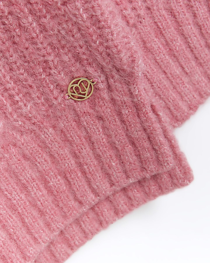 Girls pink cable knit jumper
