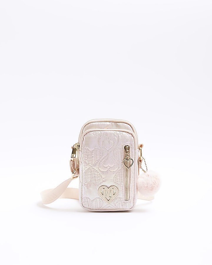 Girls pink heart quilted festival bag