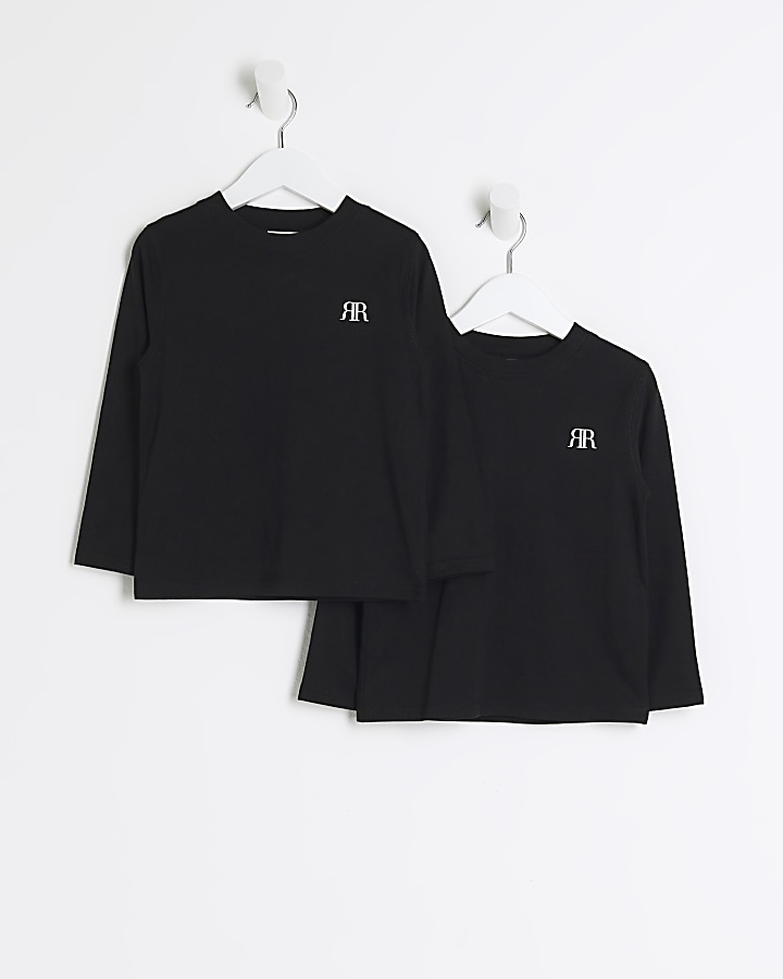 Mini Boys Black Long Sleeve T-shirt 2 pack