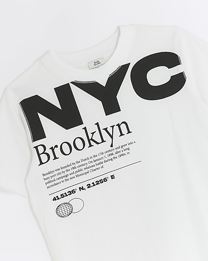 Boys white New York t-shirt 2 pack