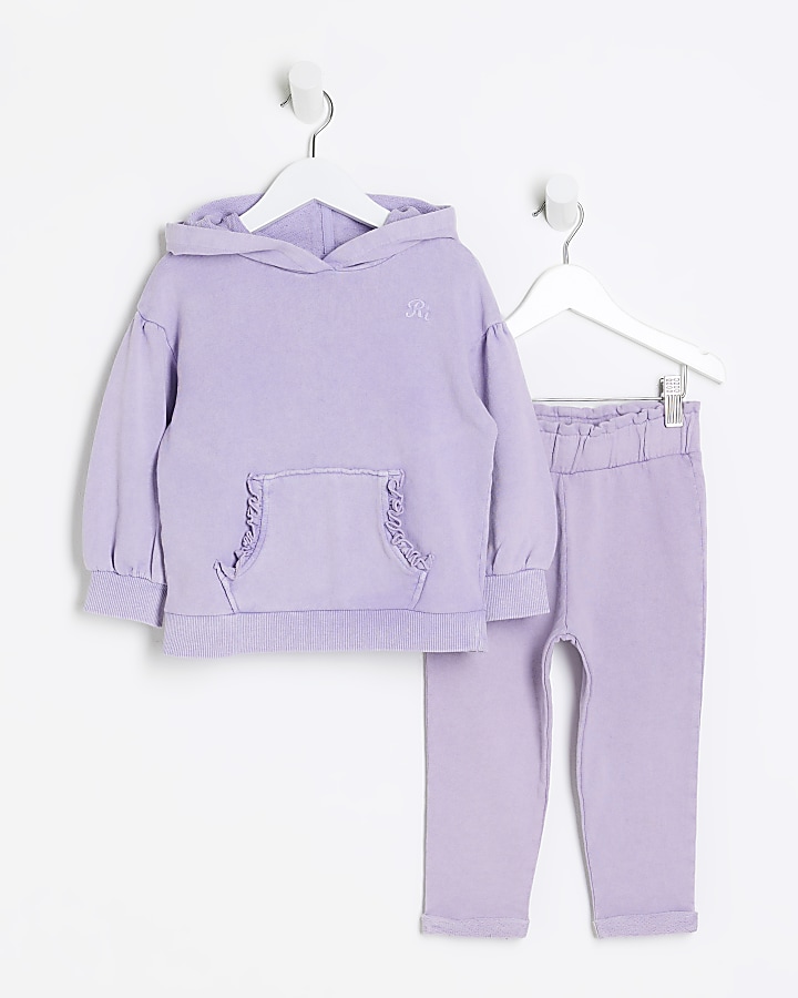 Sports Combo: Sweatshirt with Heart & Leggings, for Girls - purple dark  solid with design, Girls