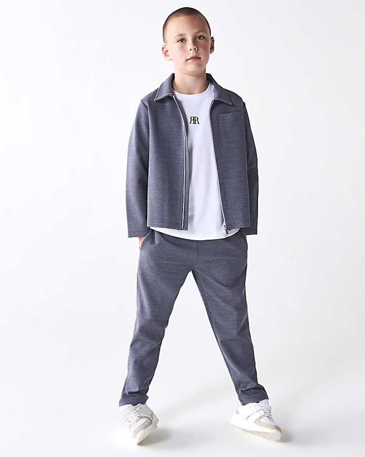 Boys navy Harrington jacket set