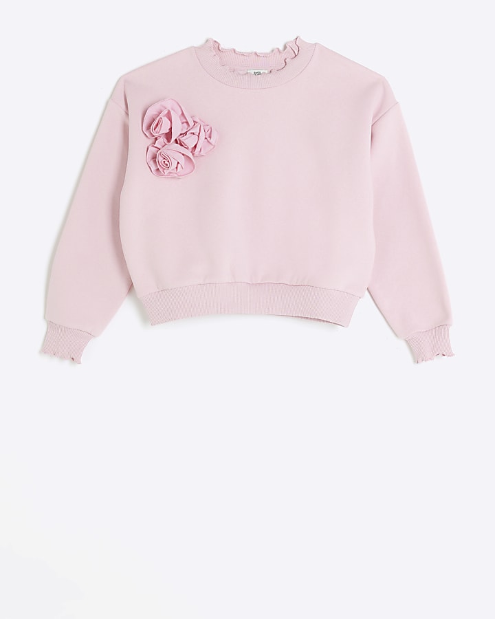 Girls pink corsage sweatshirt