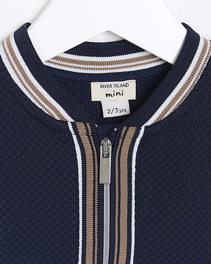 Mini boys navy baseball collar polo shirt