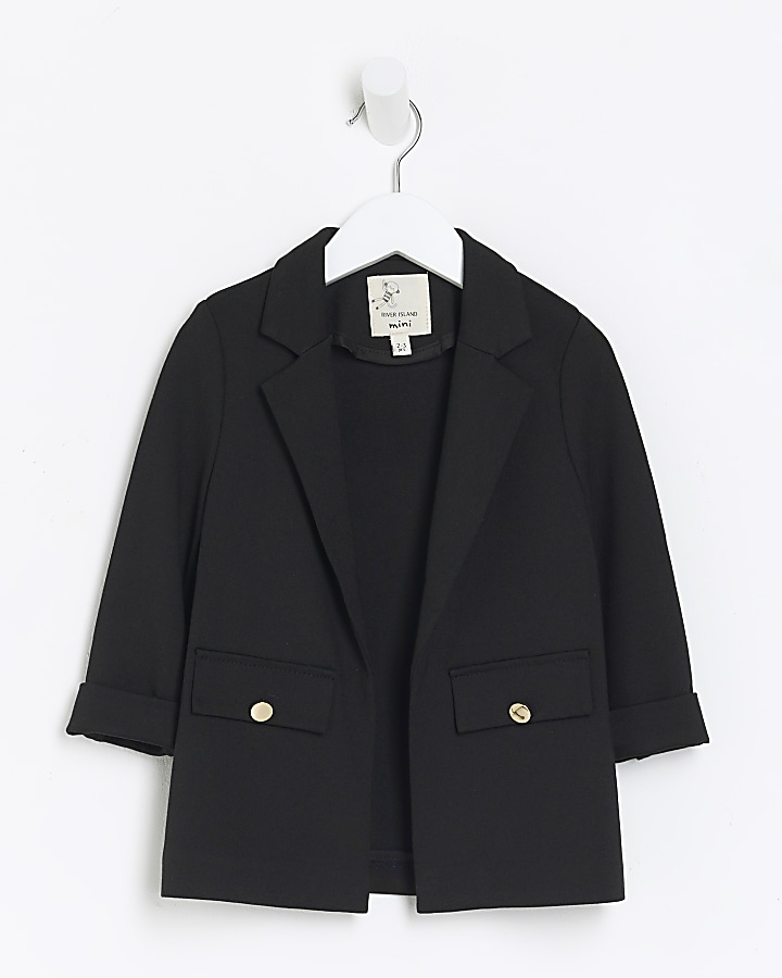 Mini Girls Black Soft Jersey Blazer