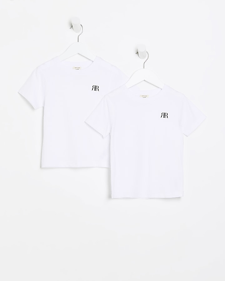 Mini boys white RI t-shirt 2 pack