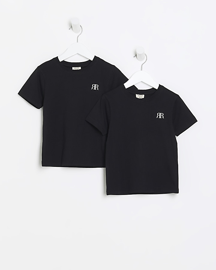 Mini boys black RI t-shirt 2 pack