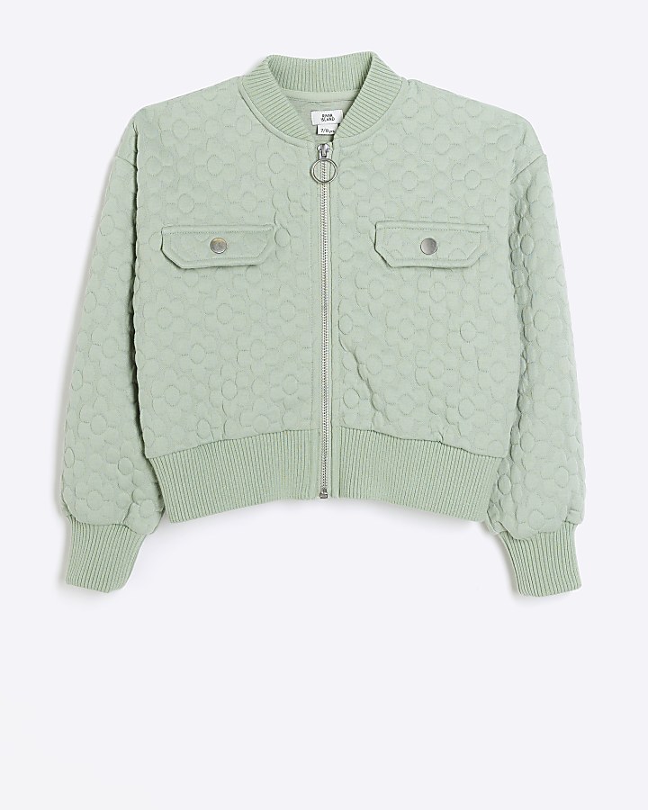 River island green hot sale bomber jacket