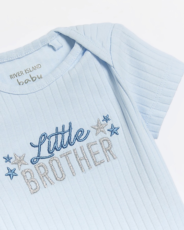 Baby boys blue embroidered all in one set