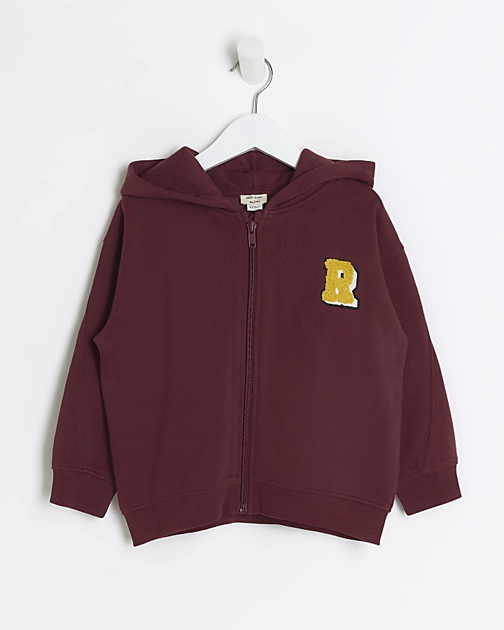 Mini boys red zip up hoodie