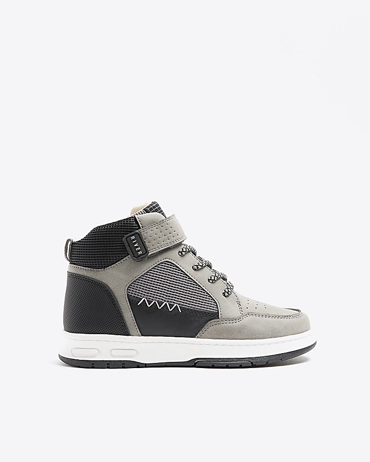Boys Grey Casual High Top Trainers