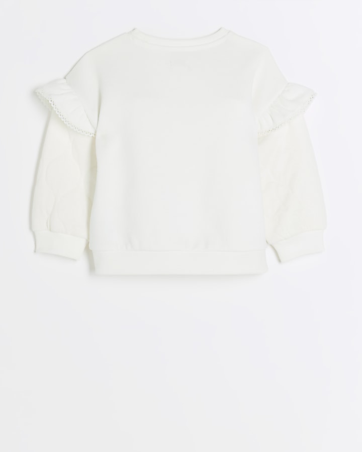 Mini girls cream frill sweatshirt