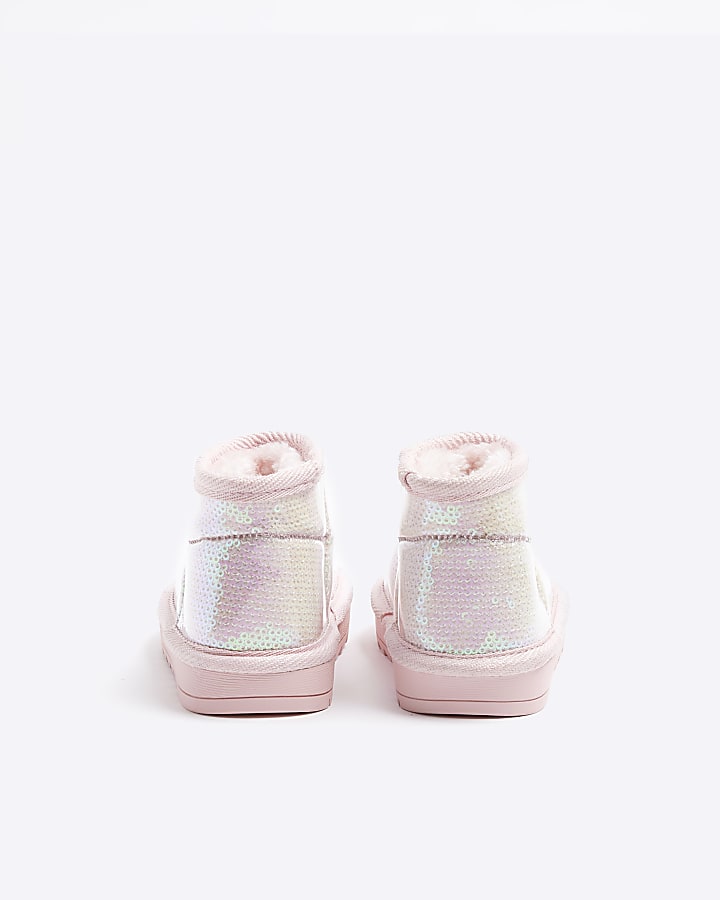 Mini girls pink sequin vinyl boots