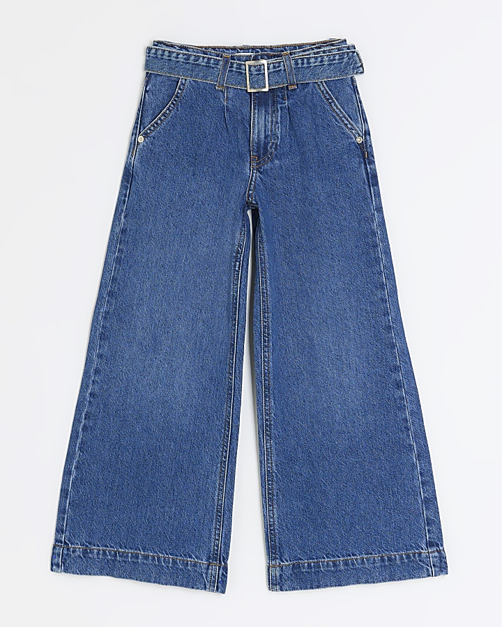 Belted wide hot sale leg jeans