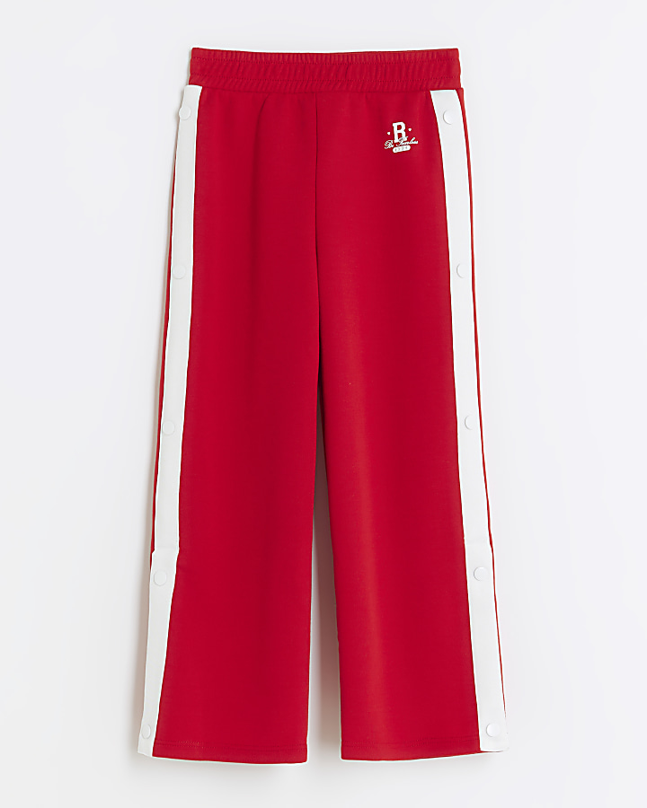 Girls red store jogging bottoms