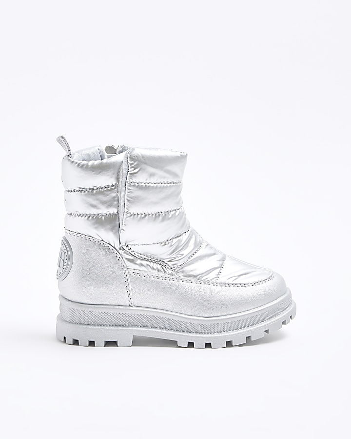 Girls silver hot sale snow boots