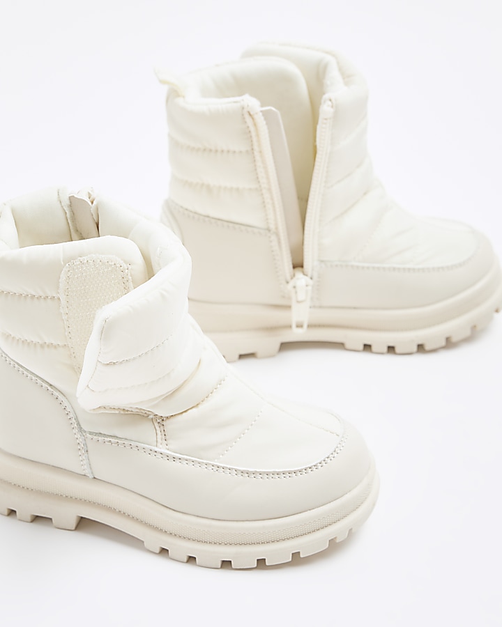 Mini girls cream padded boots