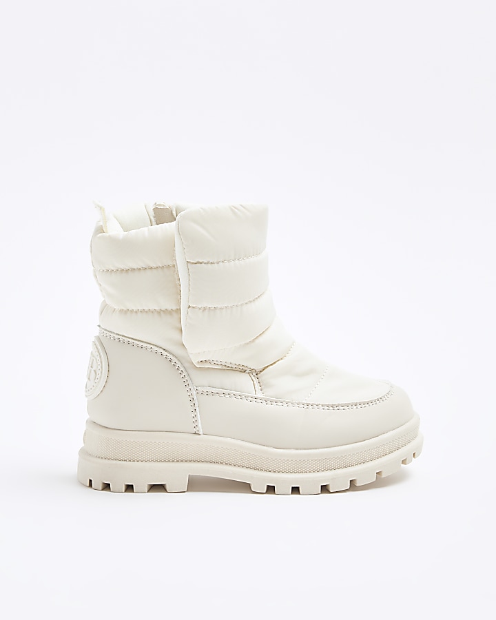 Mini girls cream padded boots