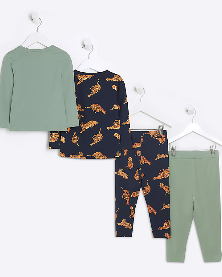 Mini boys navy tiger pyjama set pack of 2