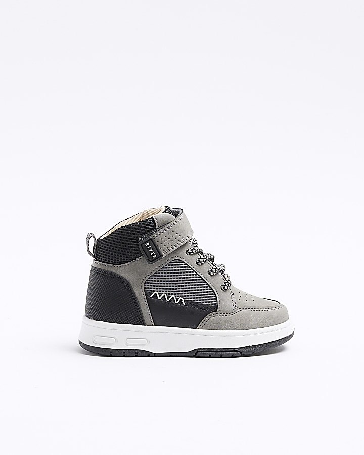 Mini boys grey high top trainers