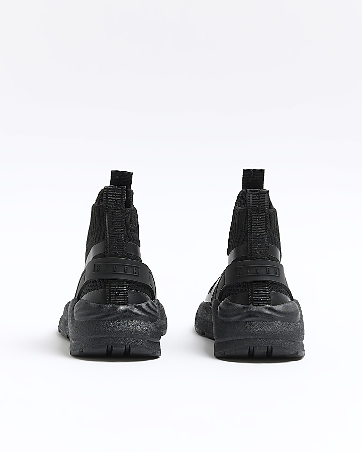 Mini boys black high top sock trainers