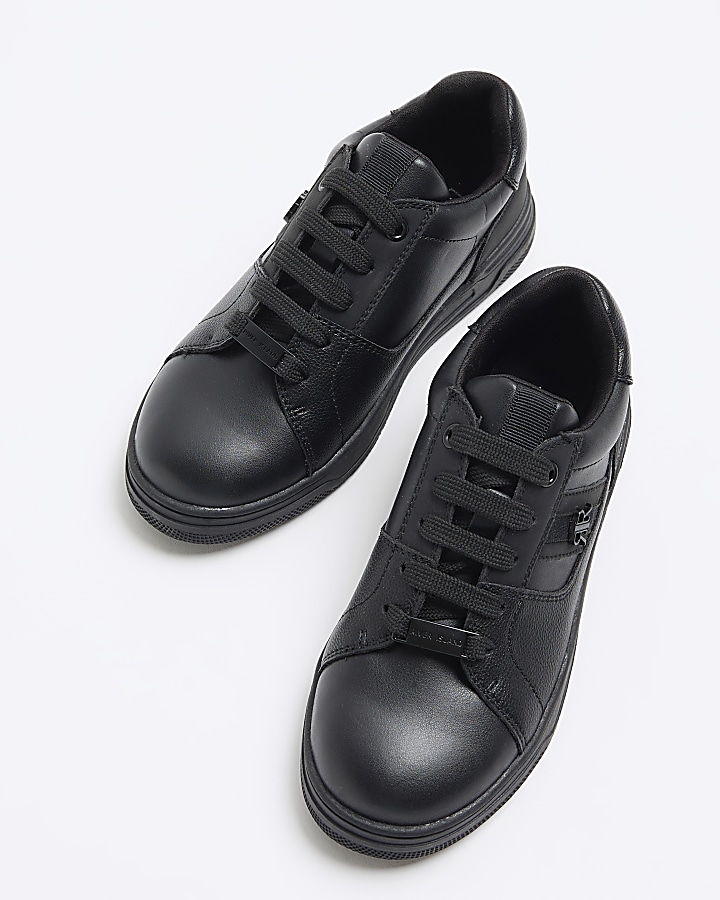 Boys black lace up trainers