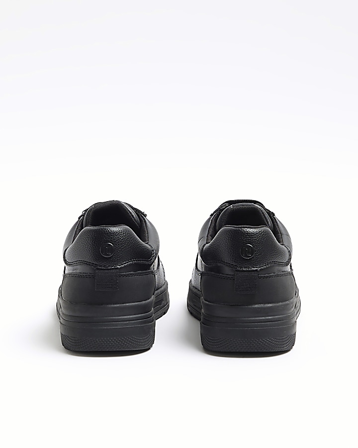 Boys black lace up trainers