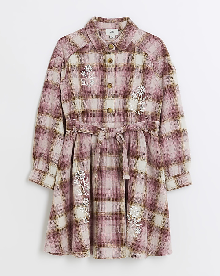 Girls tartan shirt store dress